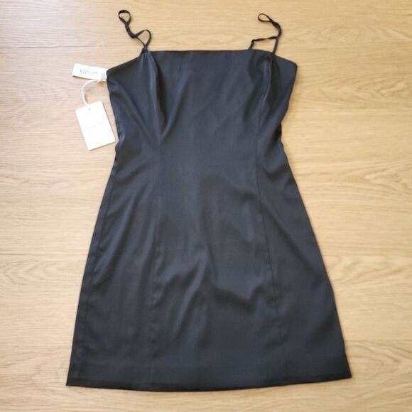 Aritzia Dresses & Skirts - Aritzia Sunday Best Slip Dress Womens 8 Total Eclipse Black Sexy Satin NWT